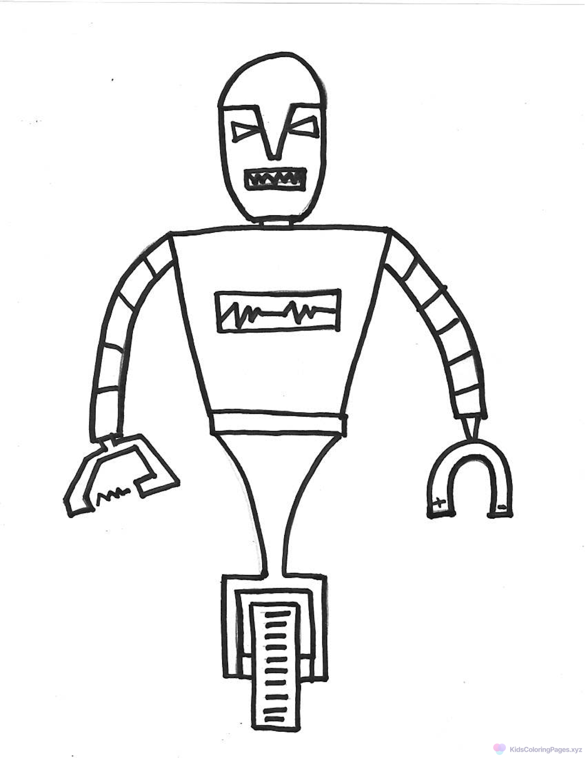 Angry robot coloring page for printing