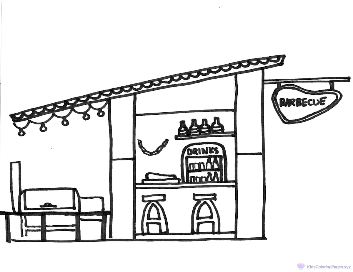 Barbecue Restaurant coloring page for printing