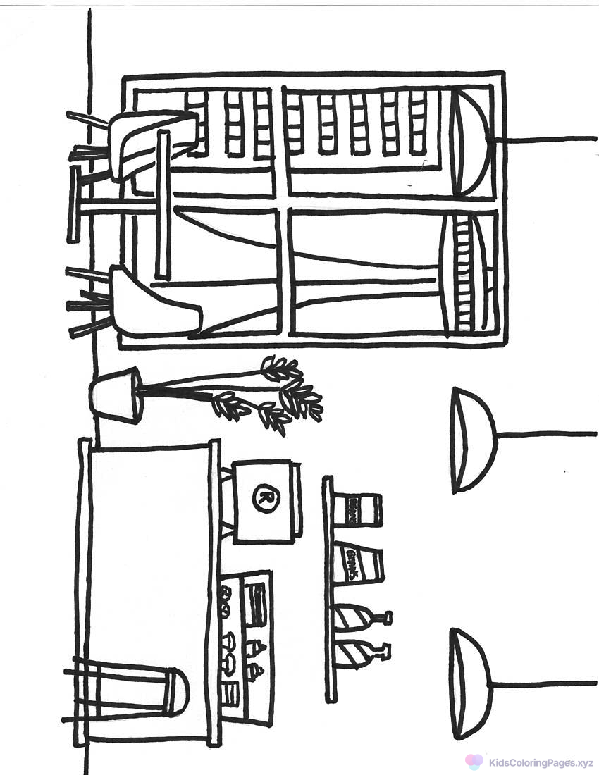 City Coffee Shop coloring page for printing