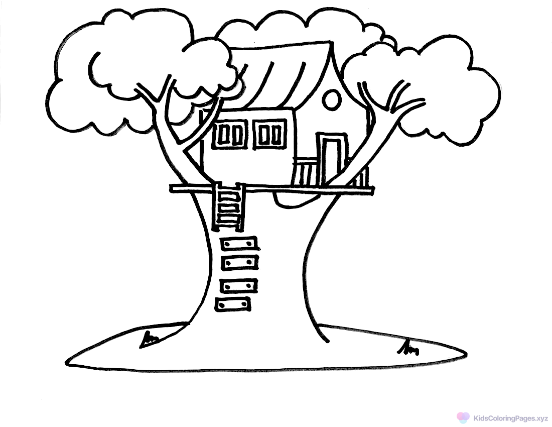 Epic Tree House coloring page for printing