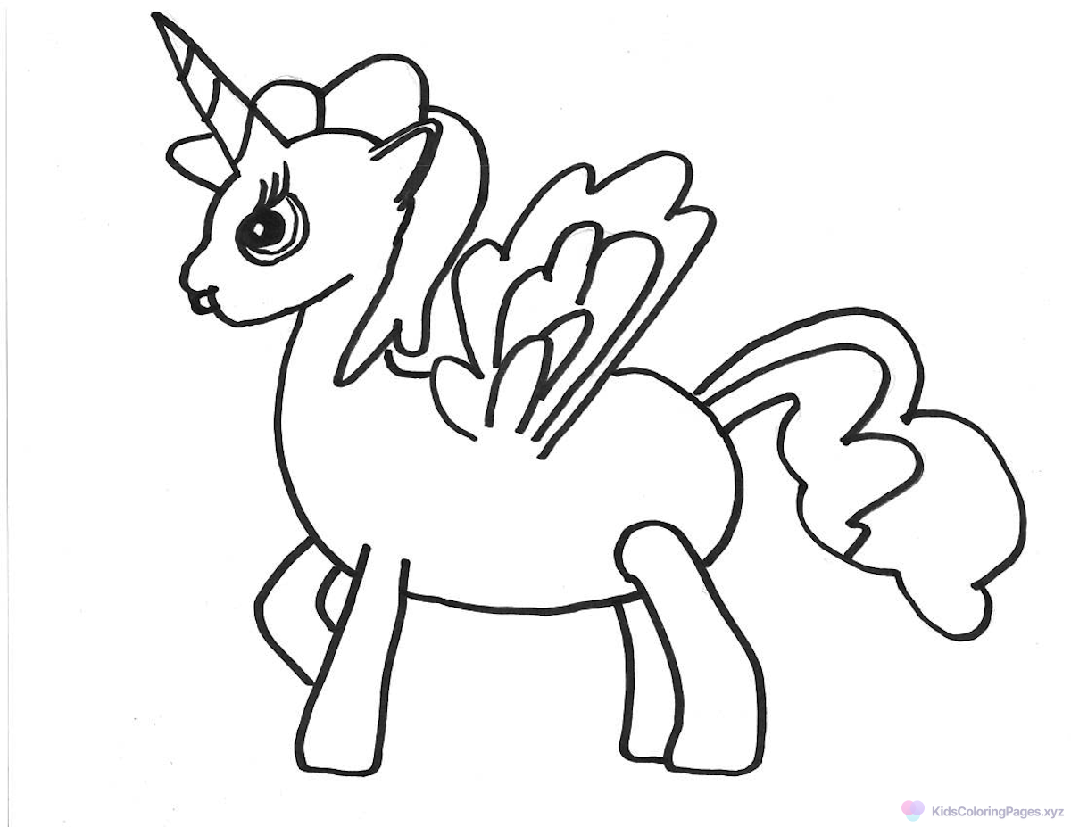Flying Unicorn coloring page for printing