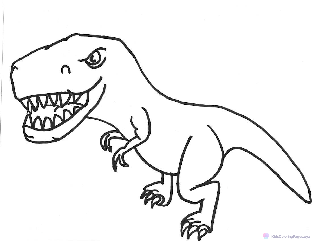 Grumpy T-Rex coloring page for printing