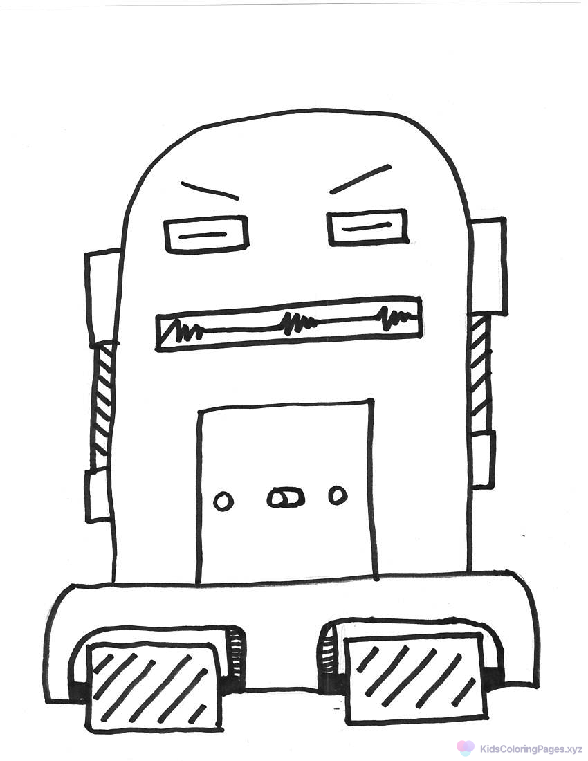 Helpful Robot coloring page for printing