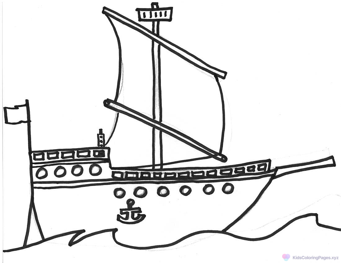 Pirate Ship coloring page for printing