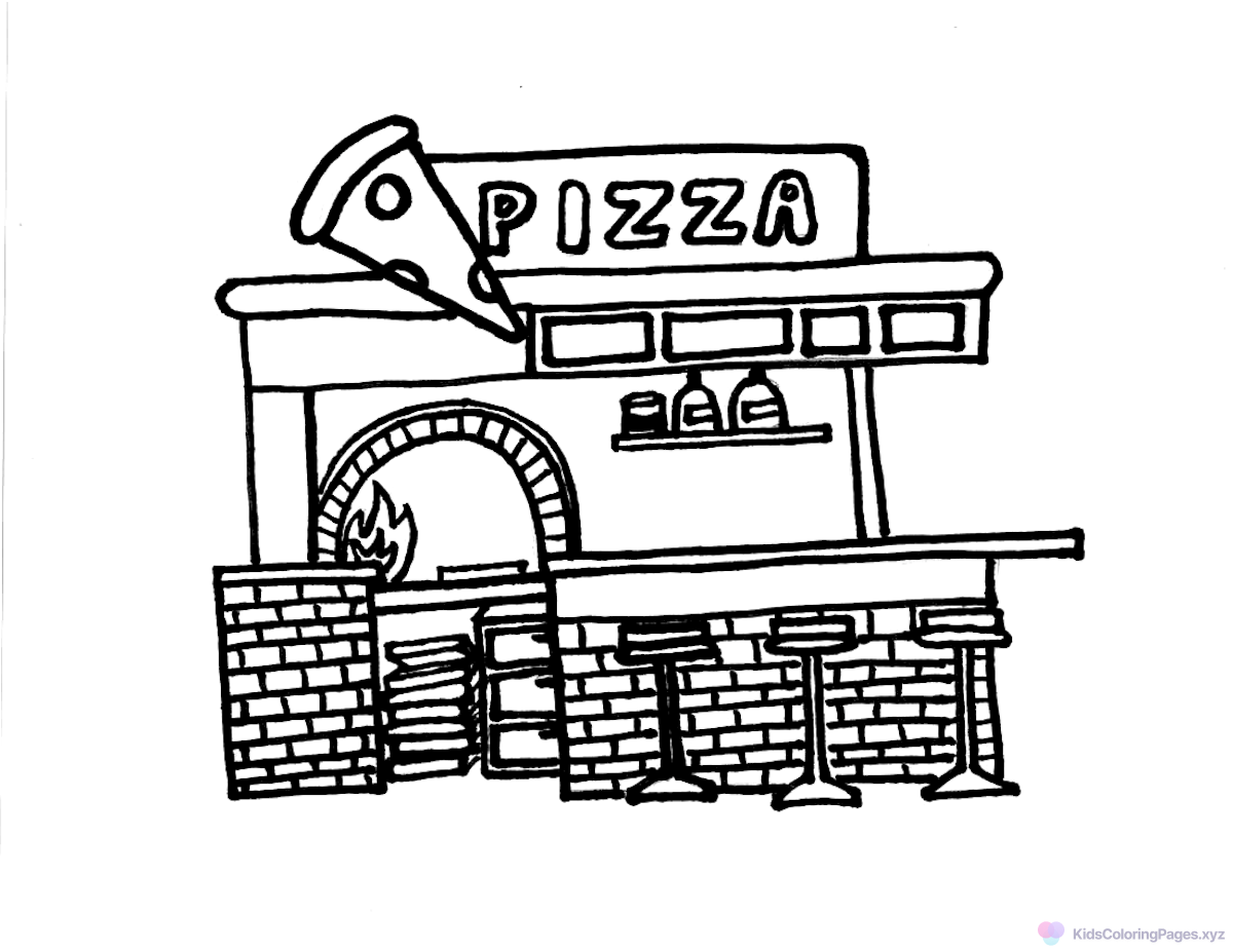 Pizza Shop coloring page for printing
