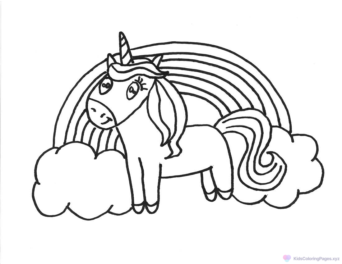 Rainbow Unicorn coloring page for printing