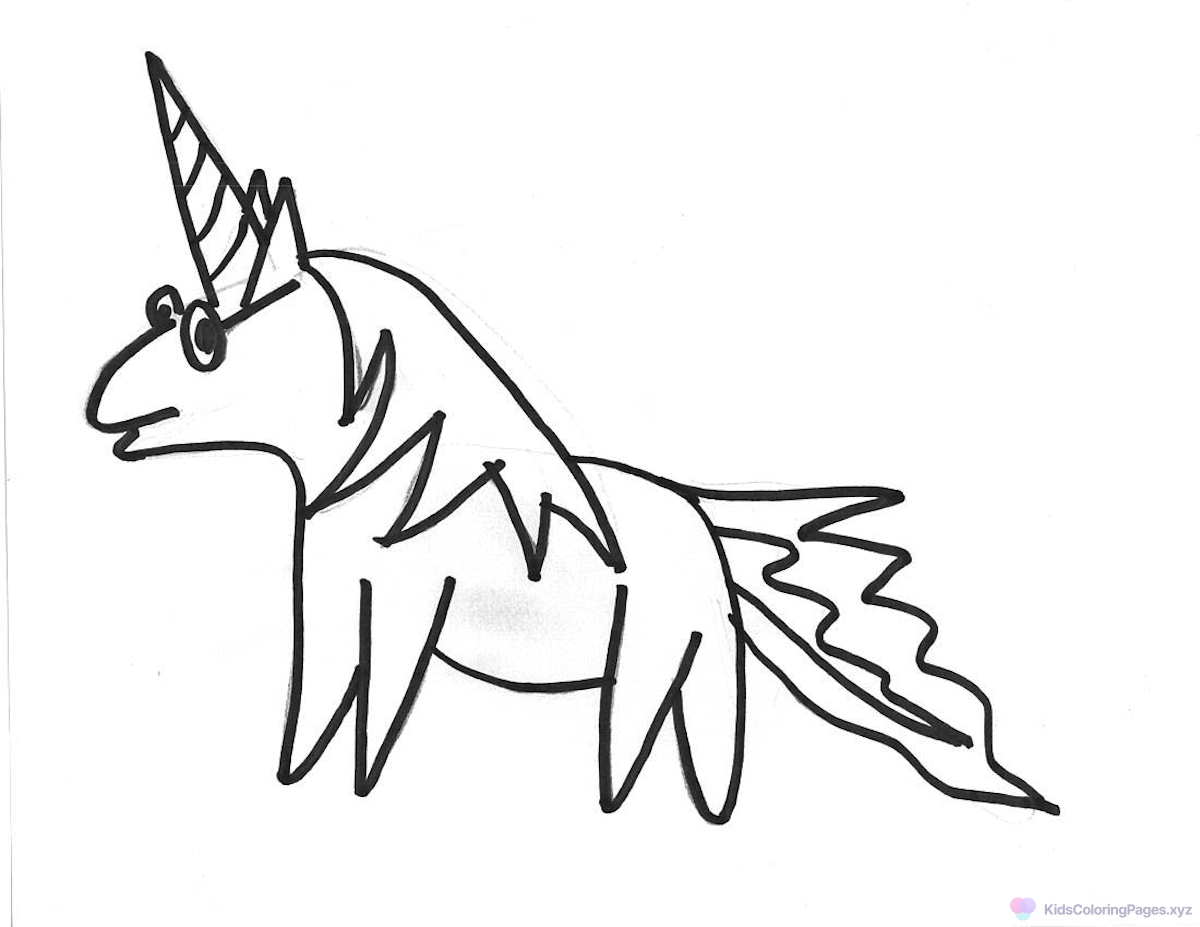 Retired Unicorn coloring page for printing