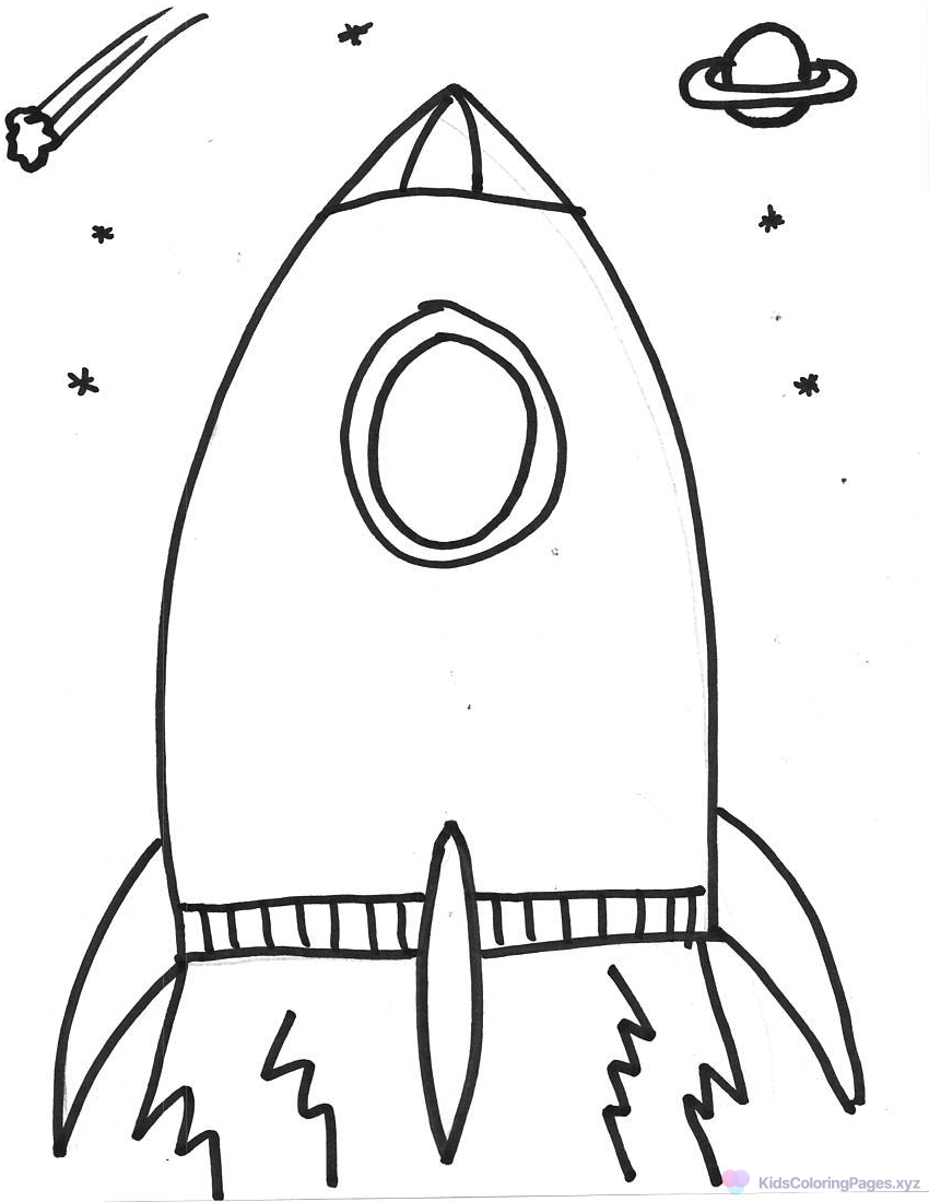Space Rocket coloring page for printing