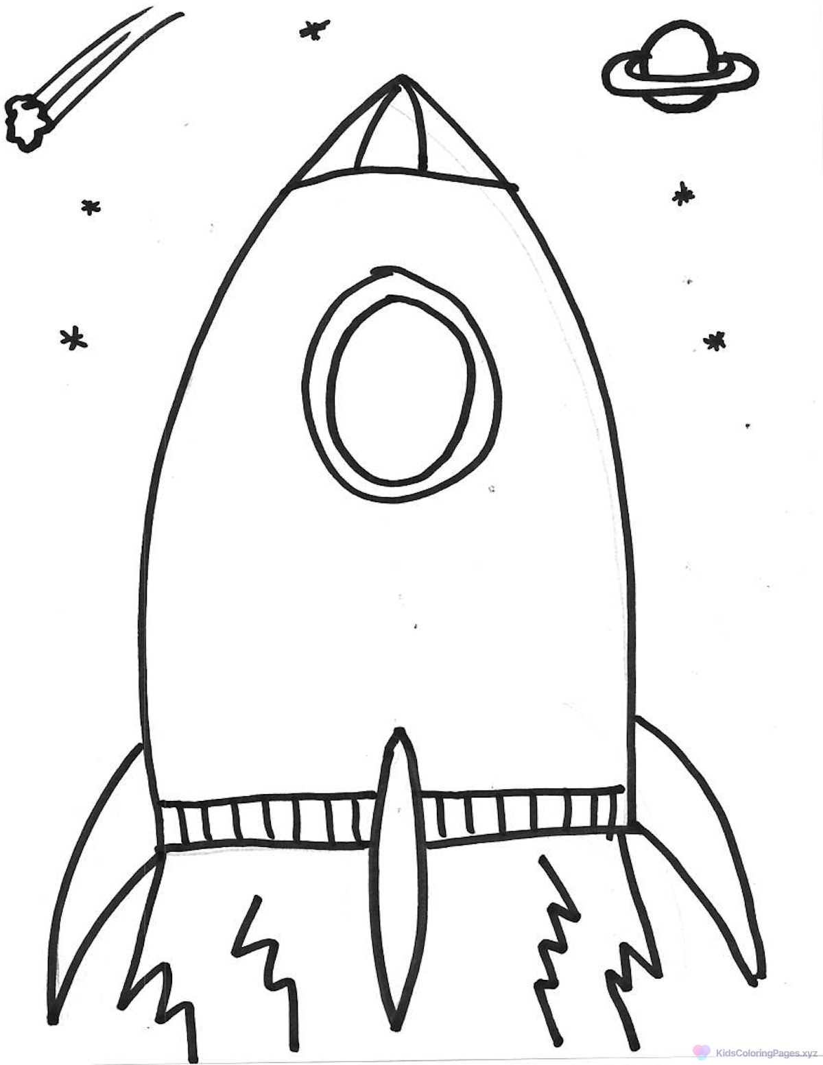Space Rocket coloring page for printing